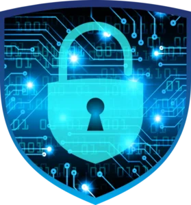 cybersecurity shield icon representing protection of digital systems